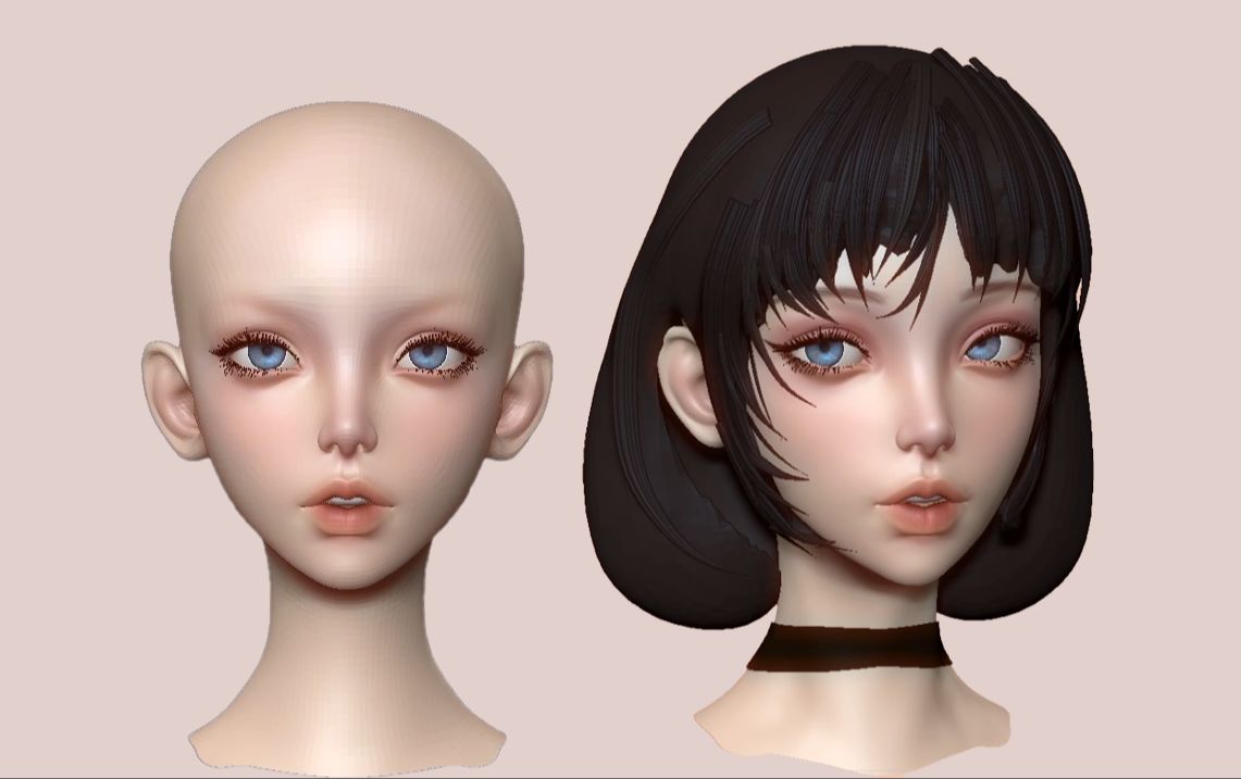 【zbrush雕刻】短发甜酷女孩人头像雕刻教程,从头部五官开始讲解,新手速学角色建模思路技巧哔哩哔哩bilibili