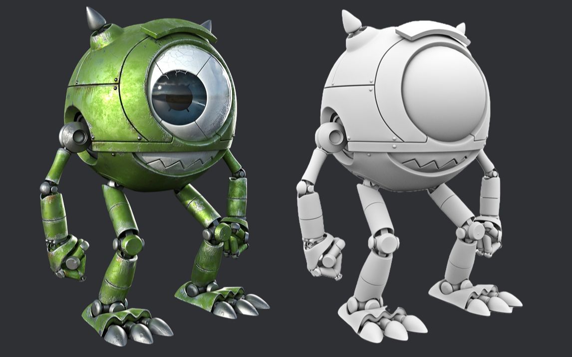 【3dmax建模】次世代独眼机器人制作,基础模型布线讲解!