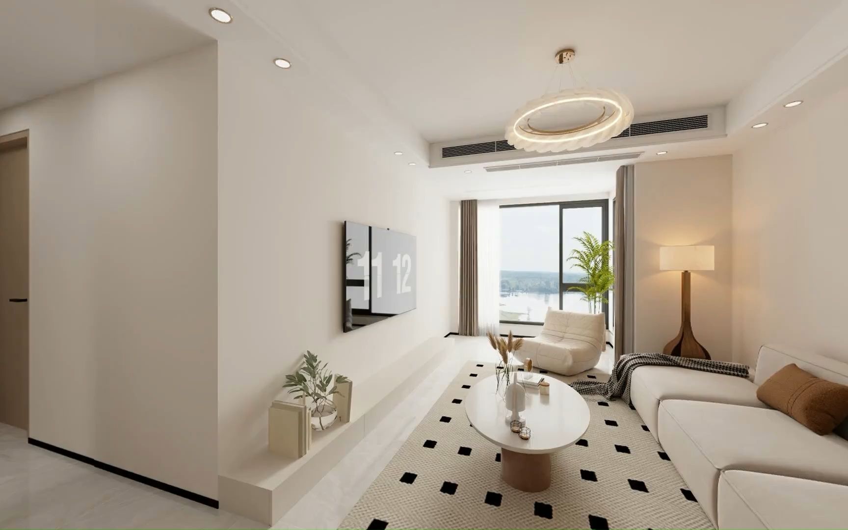 暖色系简装客餐厅效果图设计