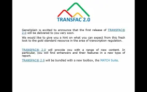 Descargar video: 最新预告片: 转录因子数据库 TRANSFAC 2.0 和 MATCH SUITE 分析工具包