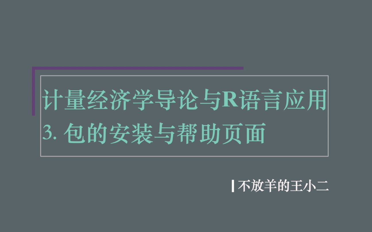 计量经济学导论与R语言应用 | 3. 包的安装与帮助页面哔哩哔哩bilibili