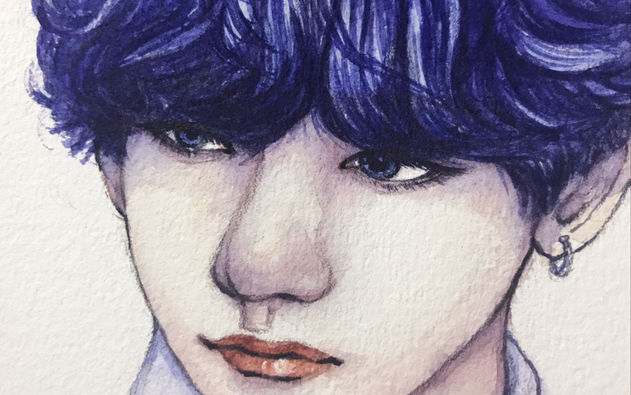 【水彩手绘金泰亨】漫画脸画起来就是这么优越!