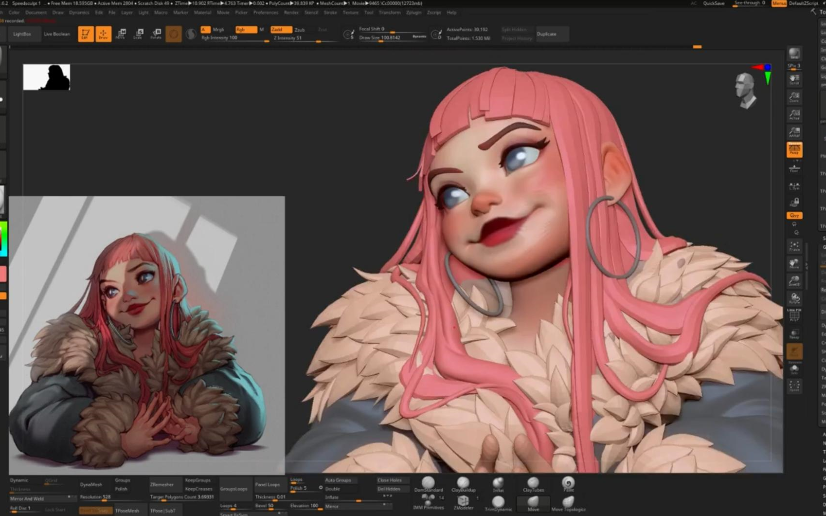 Zbrush雕刻欧美胖妞,这风格化简直是爱了!哔哩哔哩bilibili