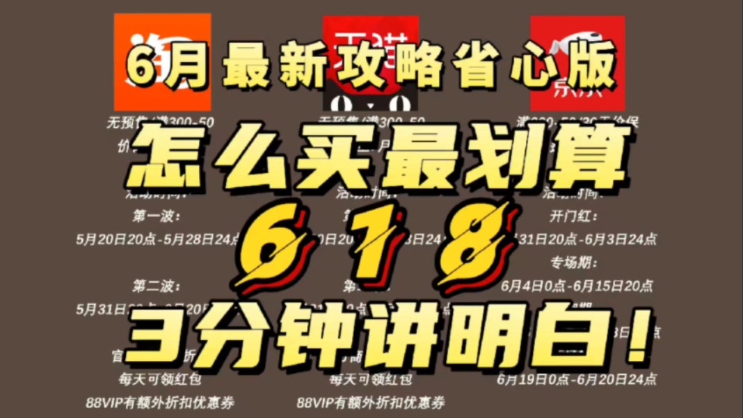 6月怎么买最划算?购前必看618干货攻略超全精华版ⷶ18哪天买最便宜ⷶ18京东淘宝红包优惠券购物指南哔哩哔哩bilibili