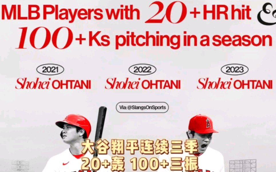 真就历史第一人!大谷连续三季“20+100”哔哩哔哩bilibili