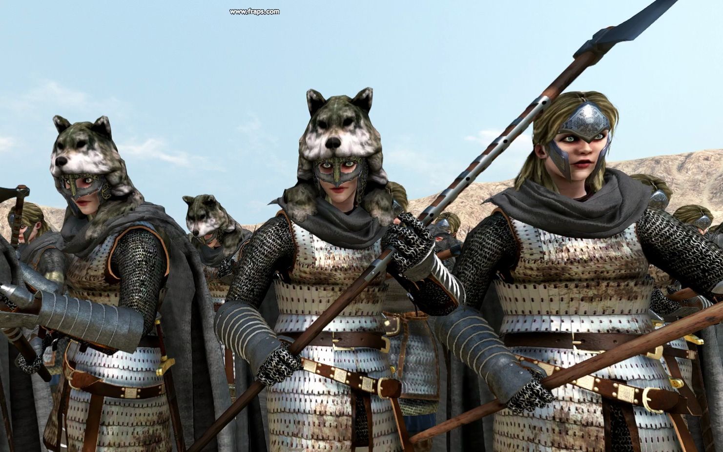 骑马与砍杀2霸主希绝大陆mod自制北域女性重装战斧佣兵在荒漠对战铁甲