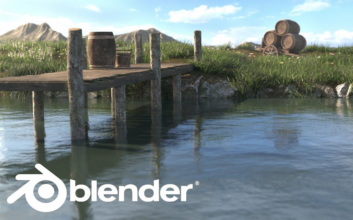 [图]【Blender】如何从地形创建、3D植被、水着色器、照明和渲染3D场景｜概念场景制作教学