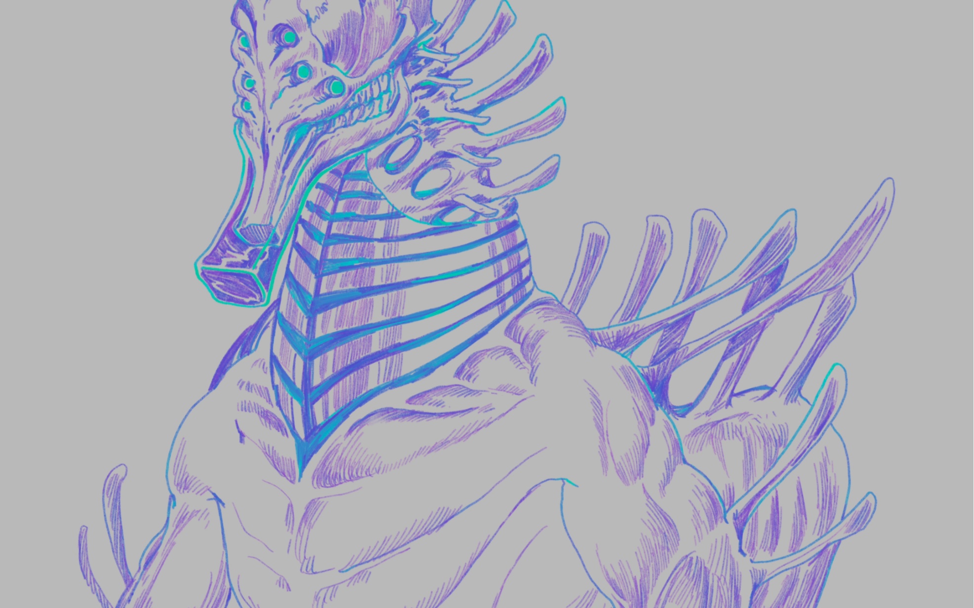 【procreate每日一画】023|排线解压之随便画了个怪马