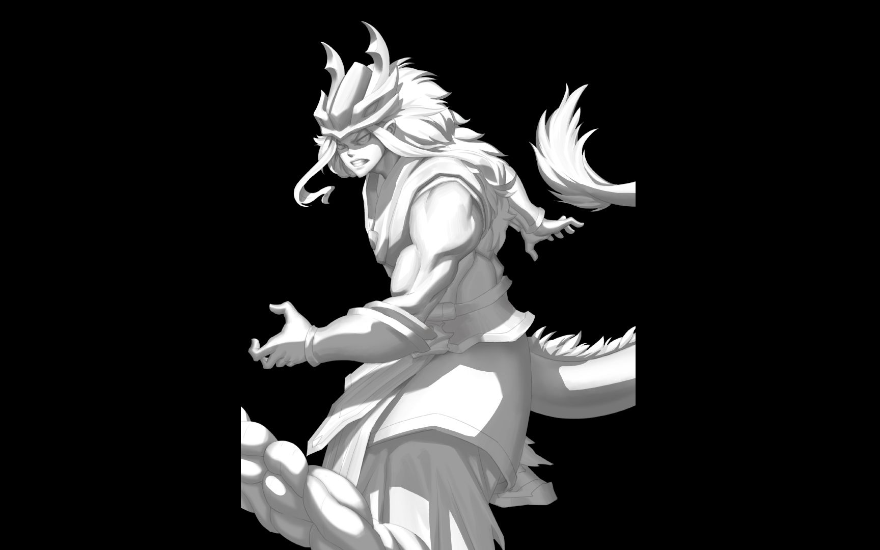 【ao画法】线稿加白模教程,自设角色做参考,画单人白模.