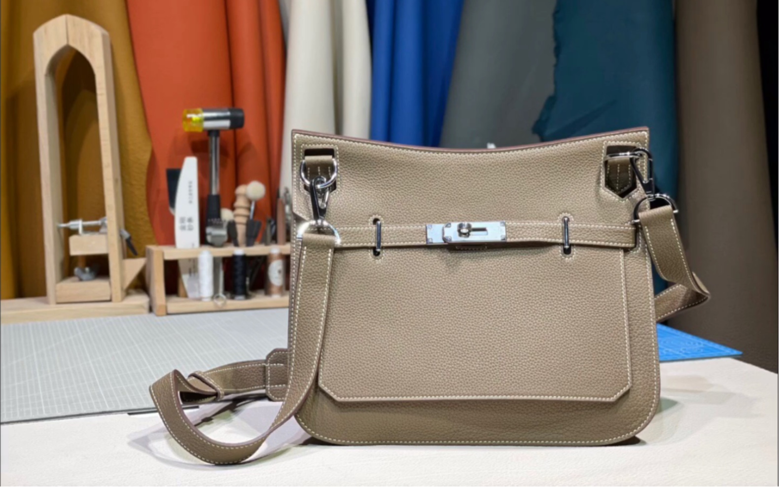 爱马仕 hermes jypsiere吉普赛包包 大象灰 银扣 大象灰 全手工 原厂