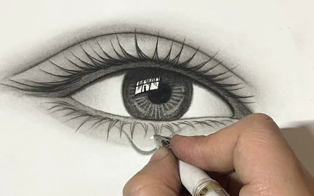 素描头像教你画流泪眼睛画法步骤绘画教程2