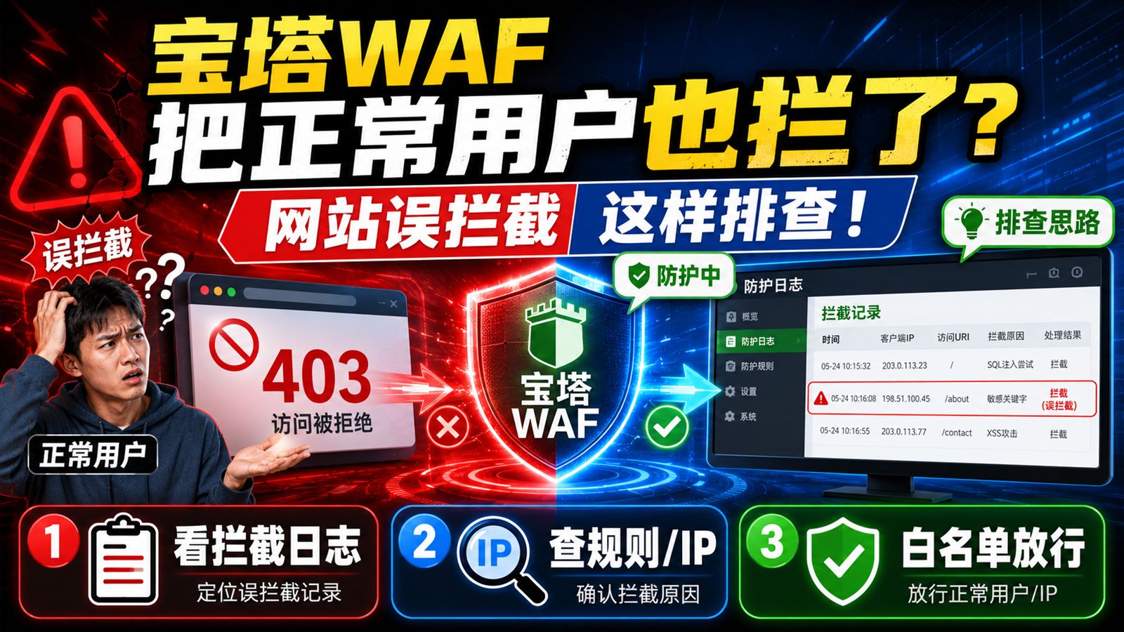 宝塔WAF把正常用户也拦了?网站误拦截这样排查!