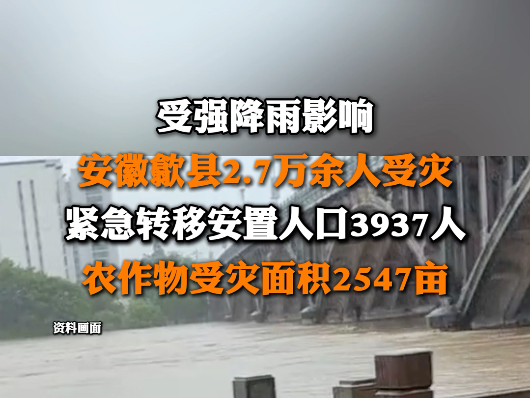 6月21日报道,受强降雨影响,安徽歙县2.7万余人受灾,紧急转移安置人口3937人,农作物受灾面积2547亩.#安徽歙县洪灾哔哩哔哩bilibili