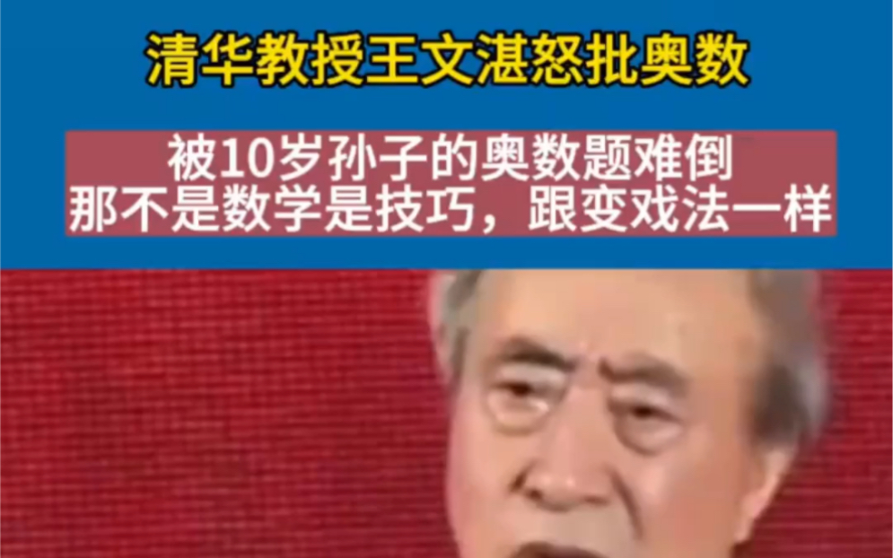 清华教授王文湛怒批奥数,被我10岁孙子奥数题难倒.那不是数学是技巧,跟变戏法一样.哔哩哔哩bilibili