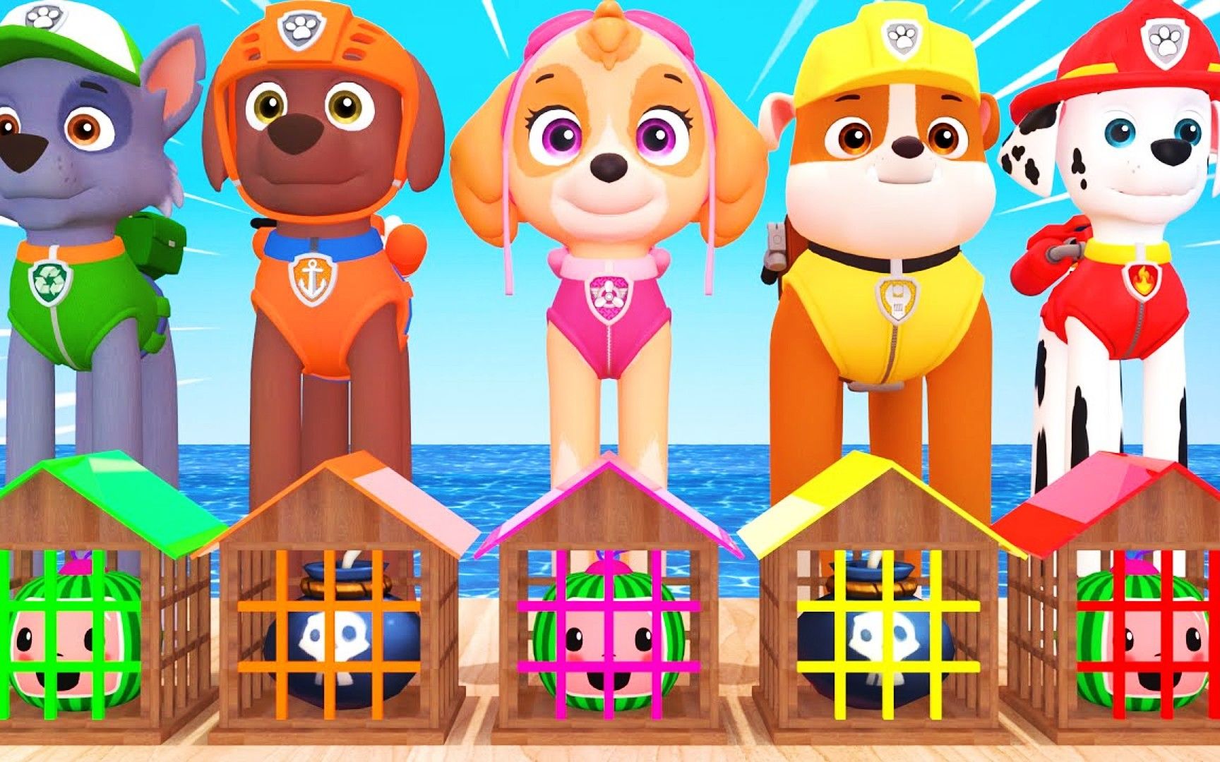 汪汪队玩游戏:小狗狗挑战新关卡,毛毛挑战成功的奖品是圣诞帽!