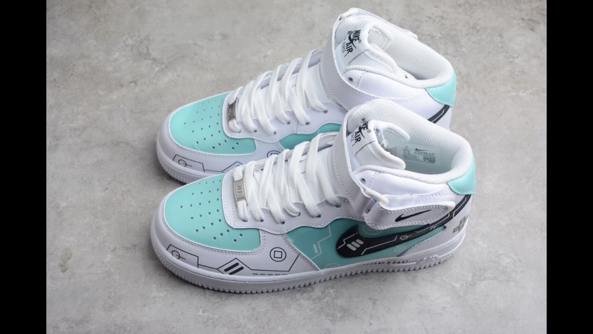 耐克 nike air force 1 mid ps5电玩主题湖水绿夜光空军一号中帮运动