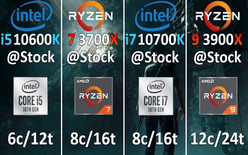 i5-10600k vs r7 3700x vs i7-10700k vs r9 3900x_哔哩哔哩_bilibili