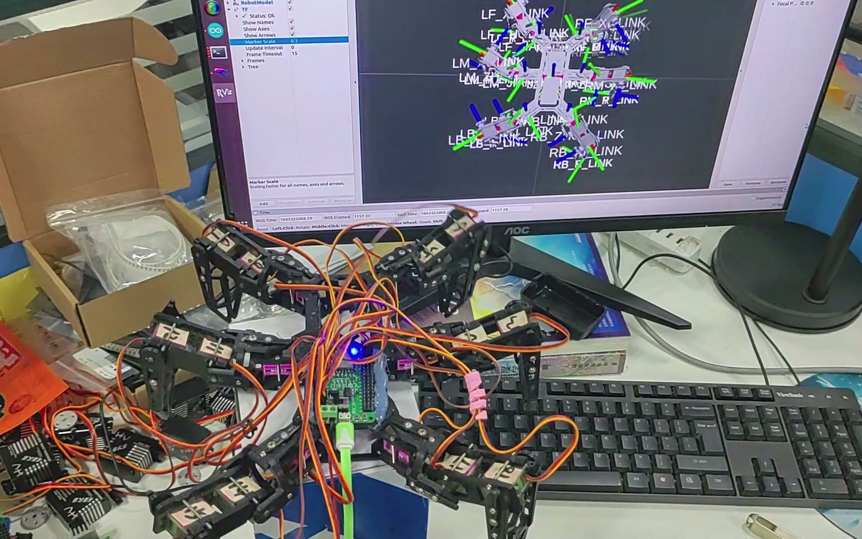 Arduino开源六足机器人!ROS分布式系统的局域网话题通讯(数字孪生:虚拟和现实同步)哔哩哔哩bilibili