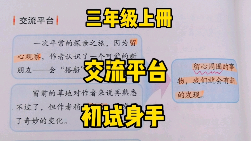 三年级语文上册:第五单元交流平台梳理总结观察方法,初试身手练就习作佳文!哔哩哔哩bilibili