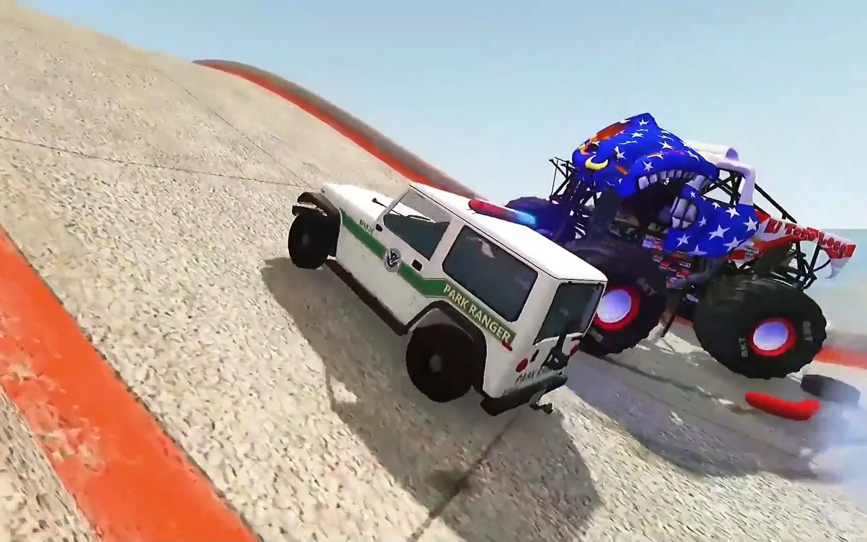 模拟器:看哪辆车可以成功挑战可怕的鲨鱼波浪大桥