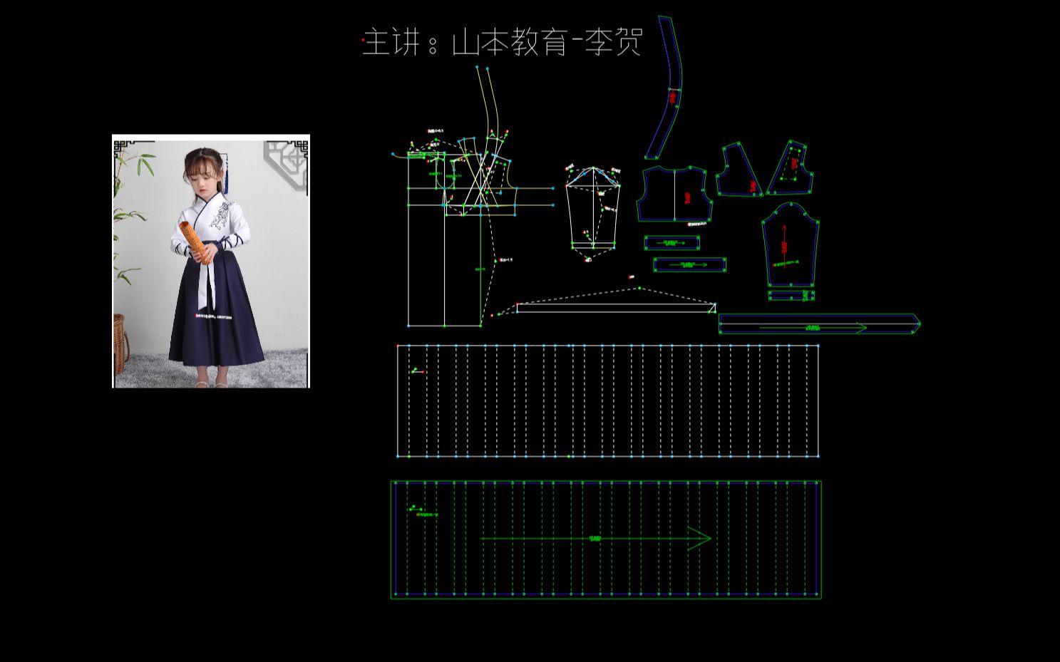 [图]博克cad童装制版-中国风书童表演服女童基础打板教程3