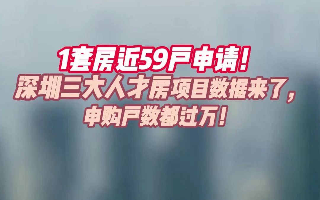 1套房近59户申请!深圳三大人才房项目数据来了,申购户数都过万!哔哩哔哩bilibili