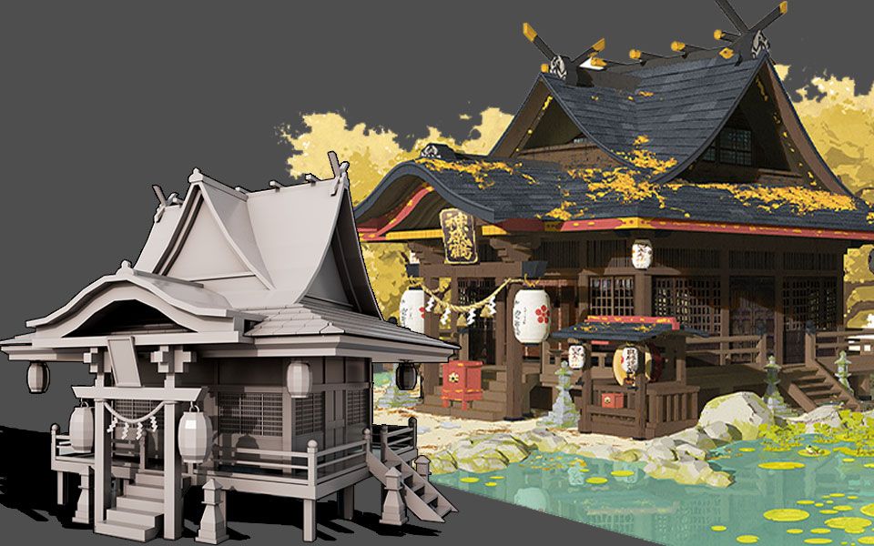 maya次世代游戏场景,很好看的场景搭建