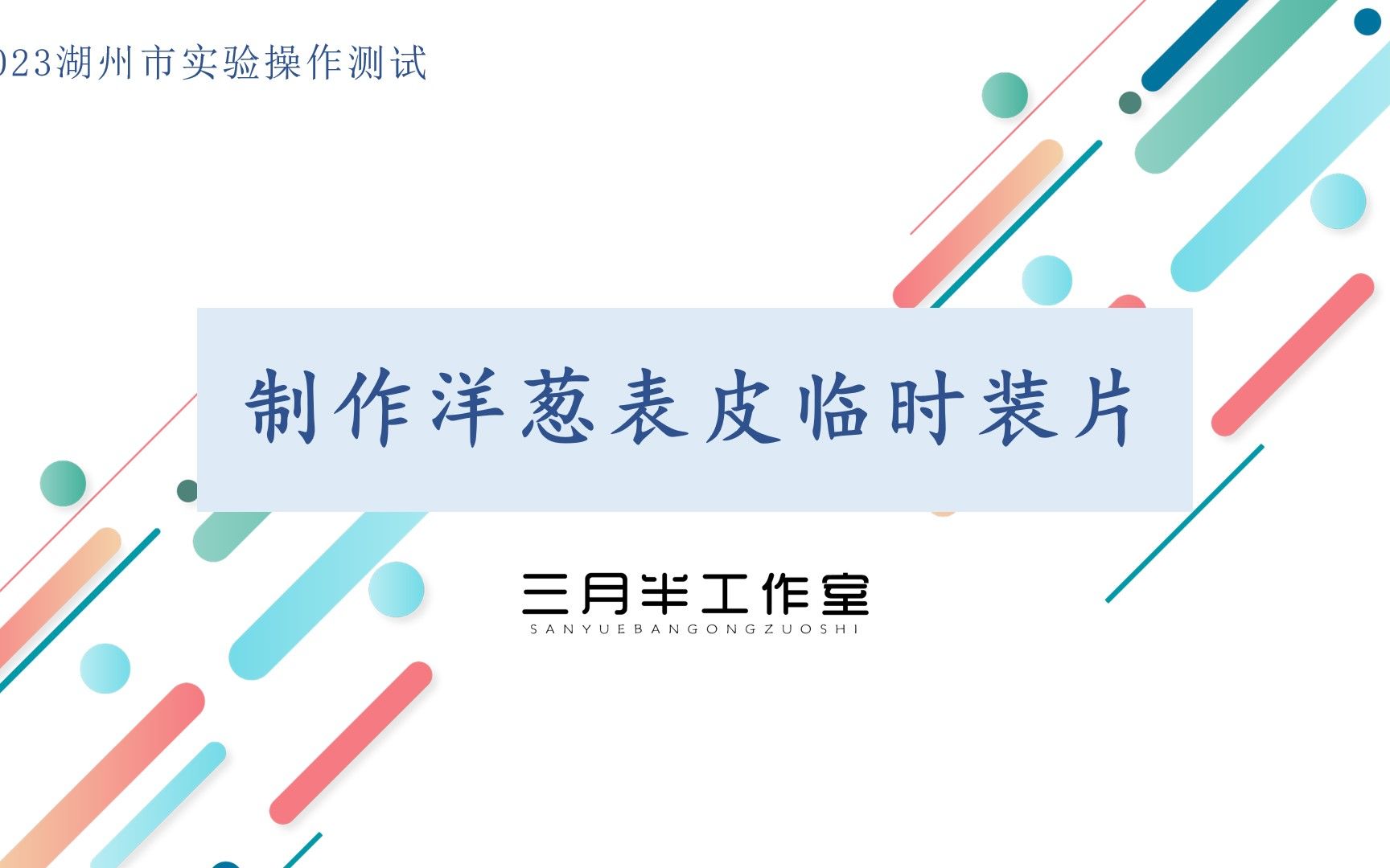 2023湖州市实验操作测试——制作洋葱表皮临时装片)(终稿)哔哩哔哩bilibili