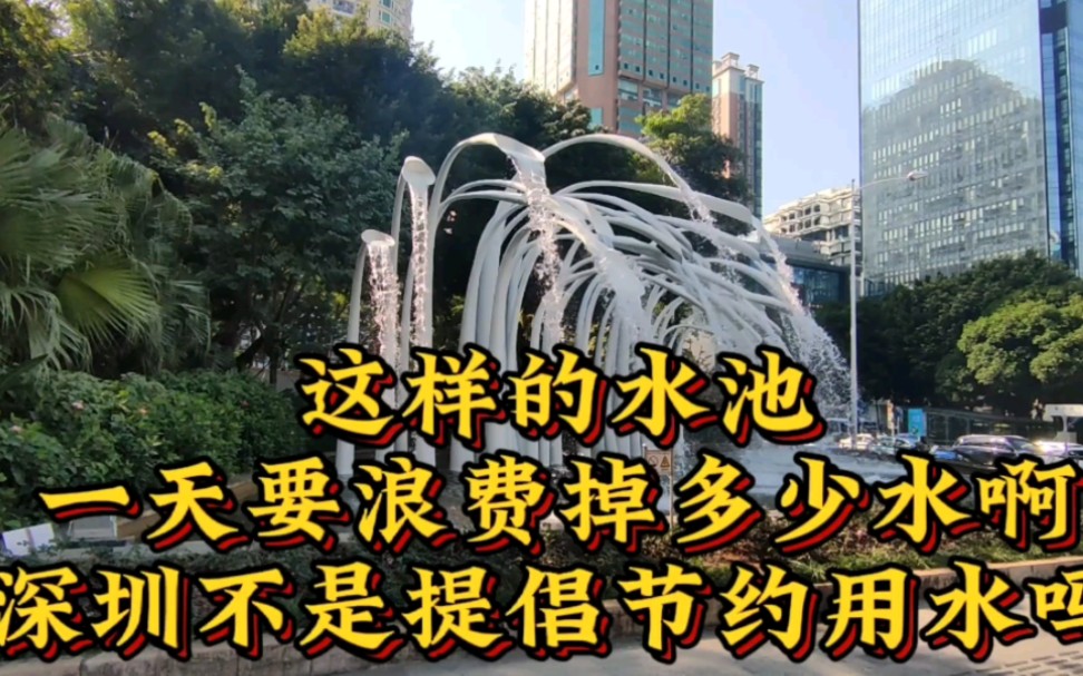 深圳华强路,这样的水池一天要浪费多少吨水啊!深圳不提倡节约用水吗?哔哩哔哩bilibili