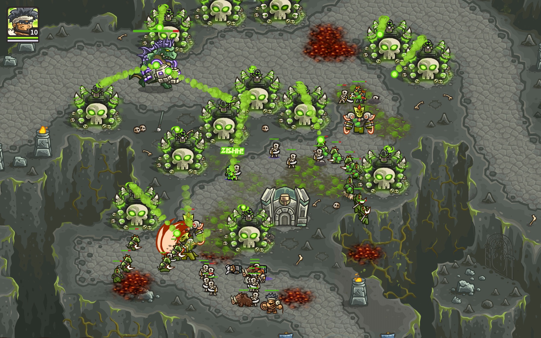 王国保卫战蜥蜴人洞穴,老兵,全亡灵法师,满血