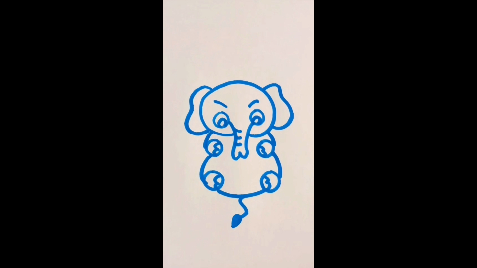 用6个圆画可爱小象!