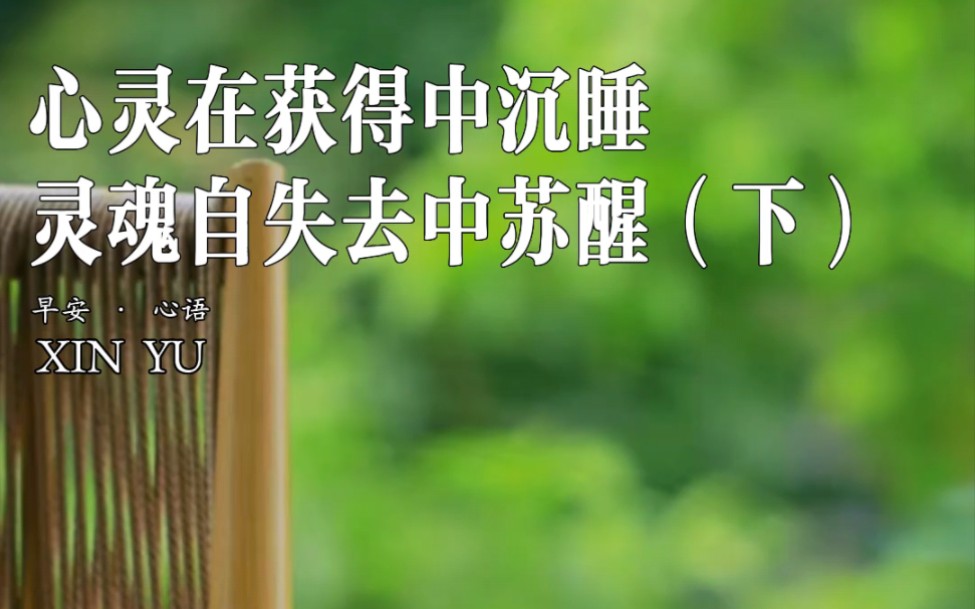 心灵在获得中沉睡,灵魂自失去中苏醒(下)