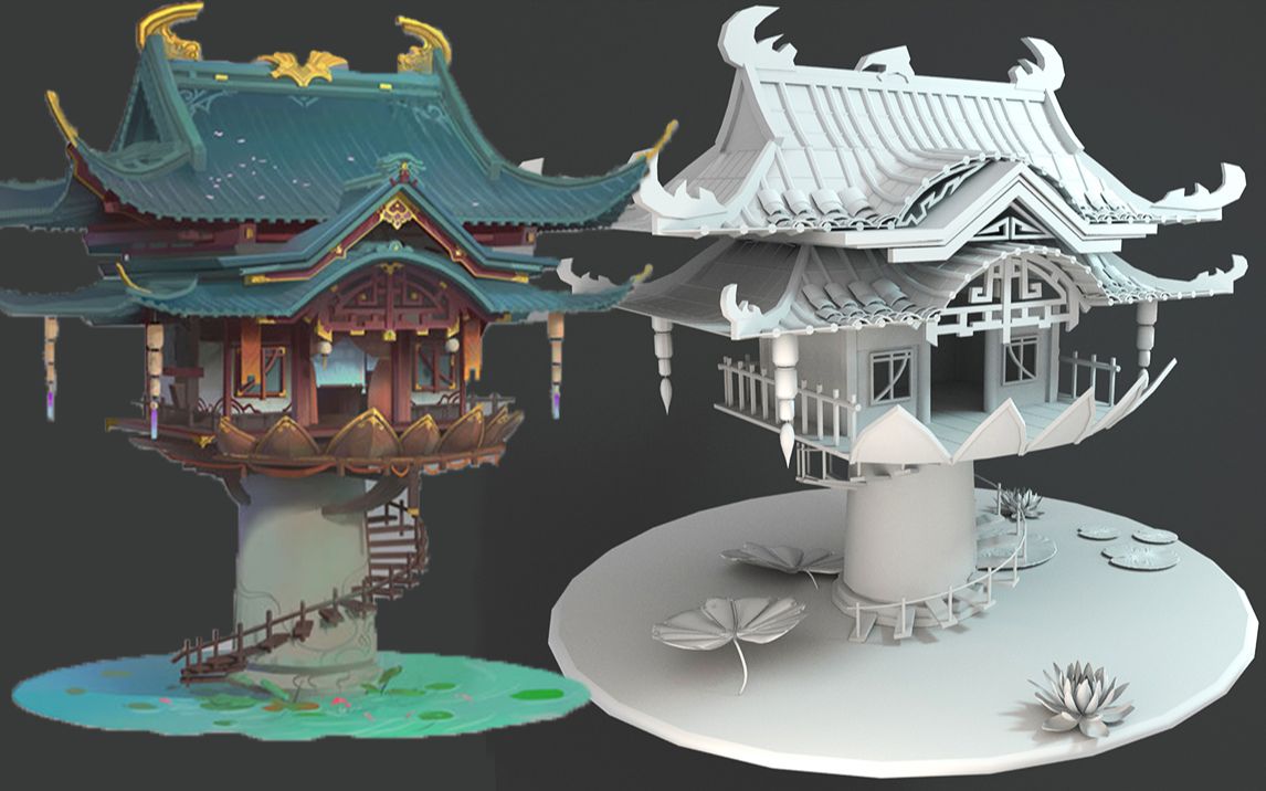 3DMAX场景建模|古风亭楼模型基础讲解,搭建思路技巧教学,3D建模基础教学,3DMAX房子建模零基础教程哔哩哔哩bilibili