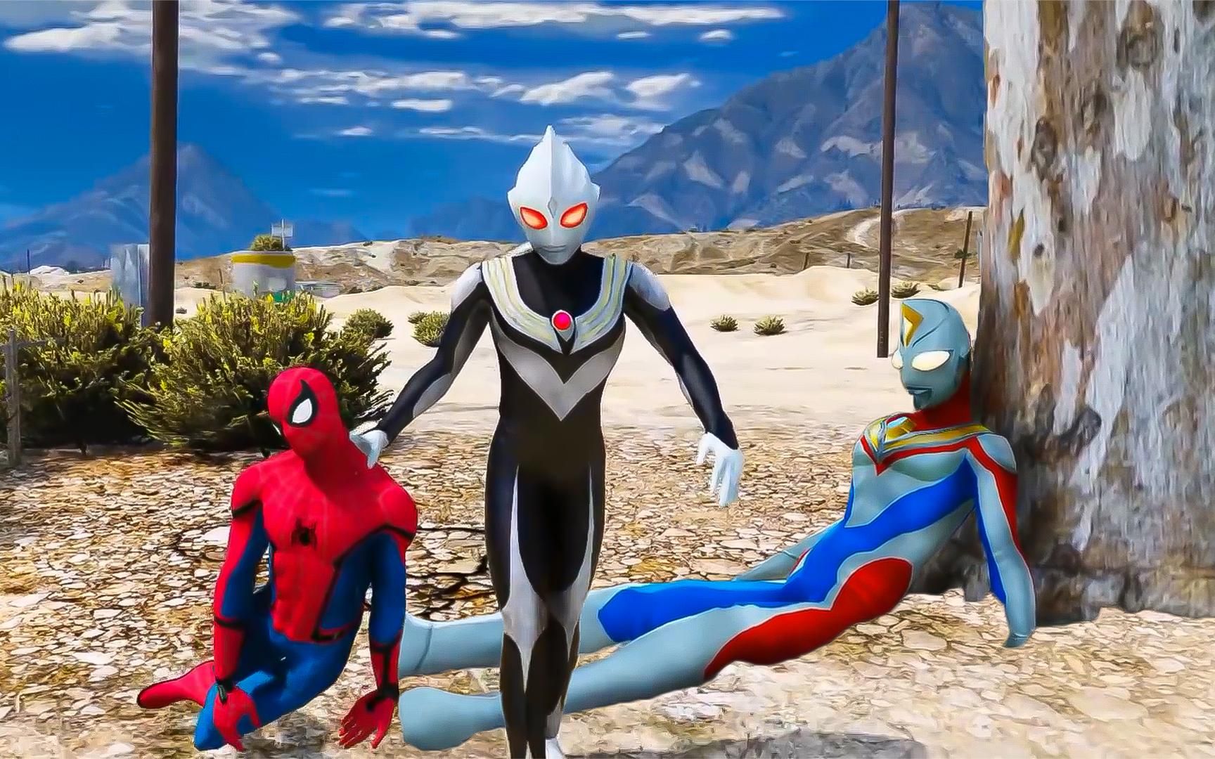 黑暗迪迦趁着戴拿睡觉,打败了蜘蛛侠,带回基地关起来!