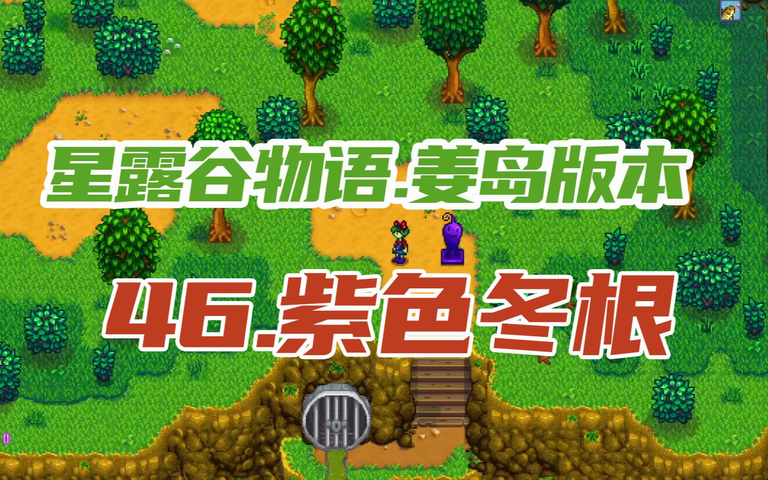 【星露谷物语姜岛版本.春】获得最可爱吉祥物紫色冬根! 第46期
