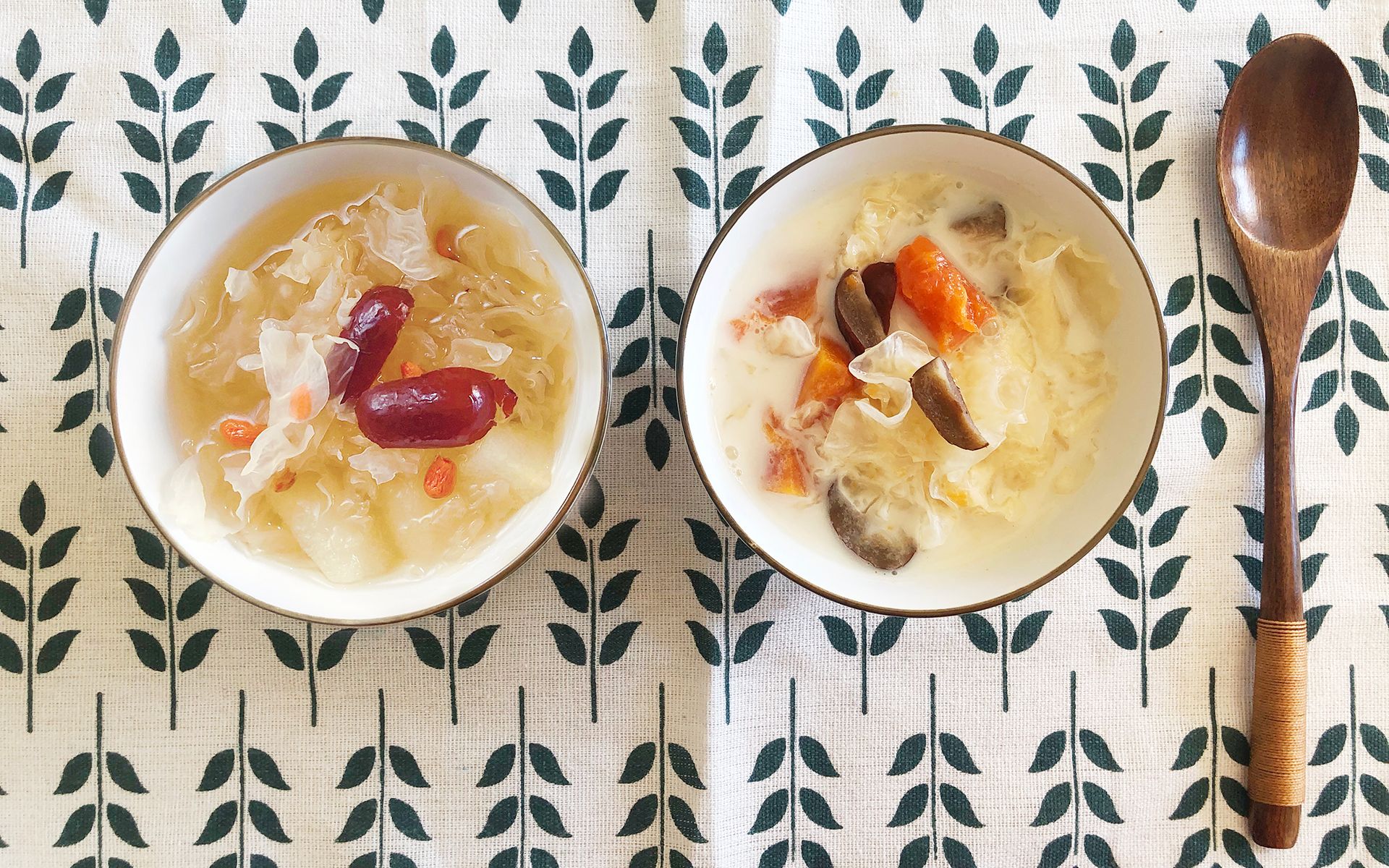 【秋季糖水】冰糖雪梨炖雪耳/木瓜牛奶炖雪耳,干燥的秋天两款糖水滋润