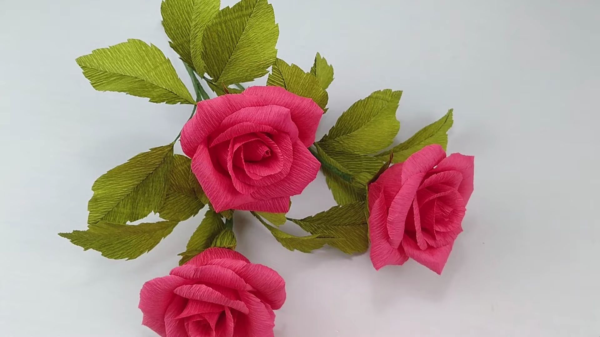 【bopha handmade】红玫瑰皱纸花制作教程 paper red rose flowers