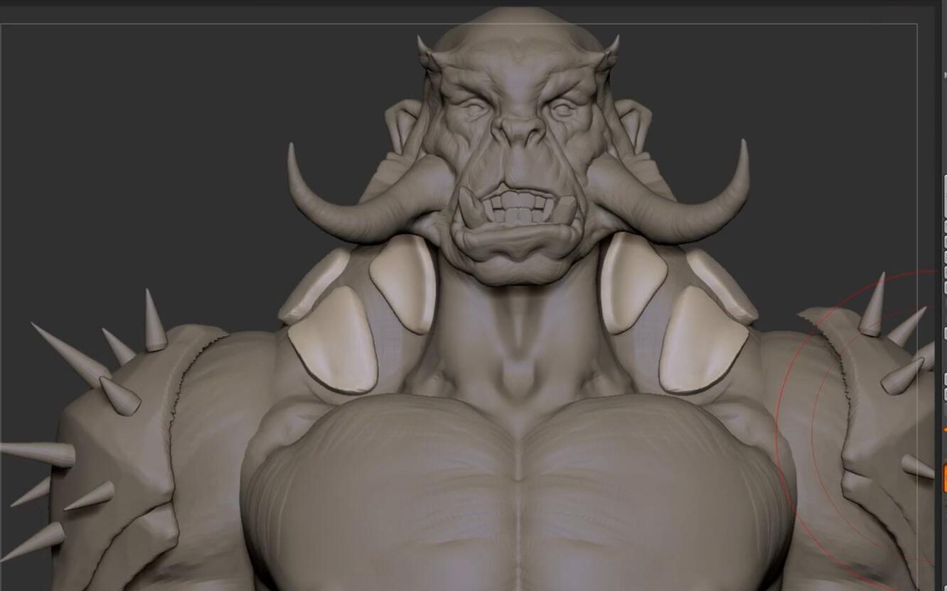 zbrush建模--次世代高模怪兽半身像雕刻