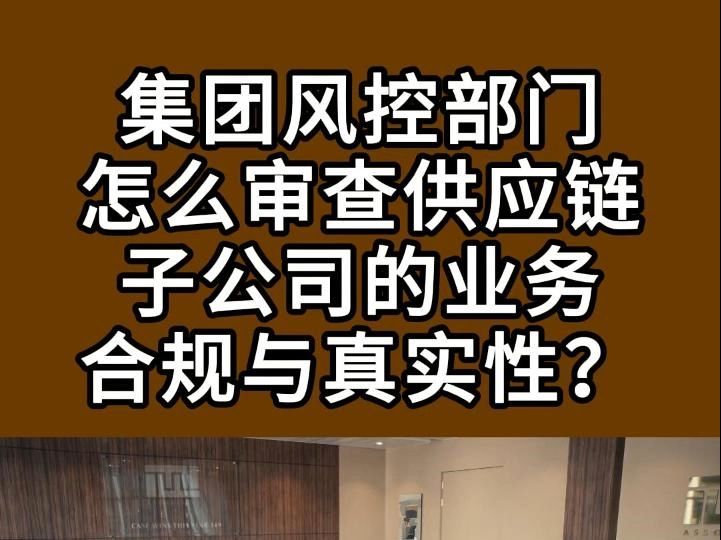 集团风控部门,怎么审查供应链子公司的业务合规与真实性?哔哩哔哩bilibili