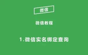 Download Video: 【微信】微信实名绑定查询