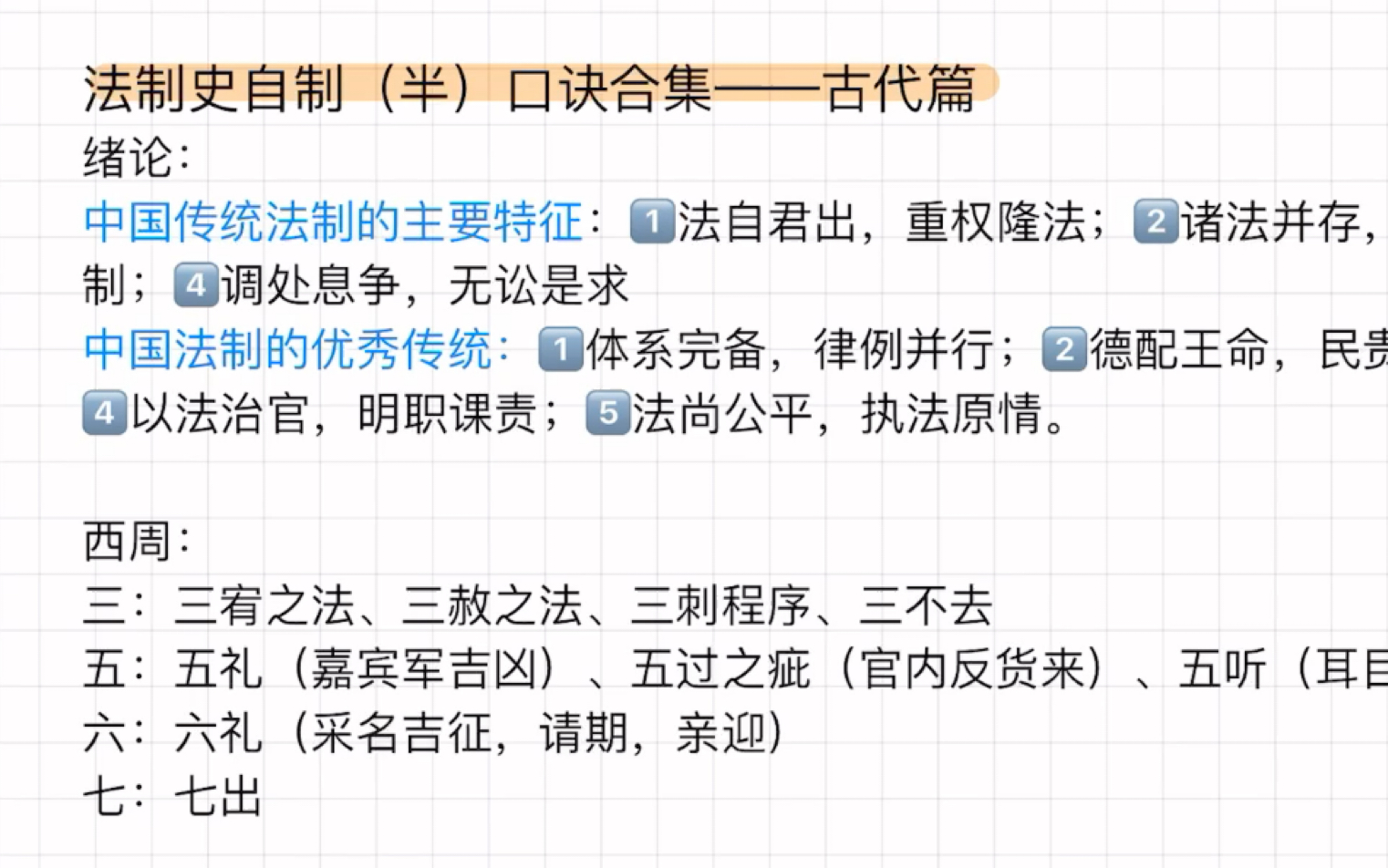 [图]40分钟法制史古代要点快速复习——半口诀整理篇