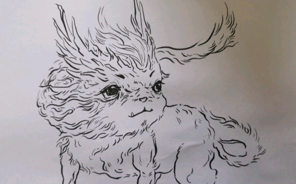 一只神兽,神兽驺吾线稿分享