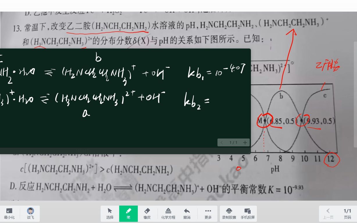 关于二胺溶液离子浓度大小比较的一道压轴题哔哩哔哩bilibili