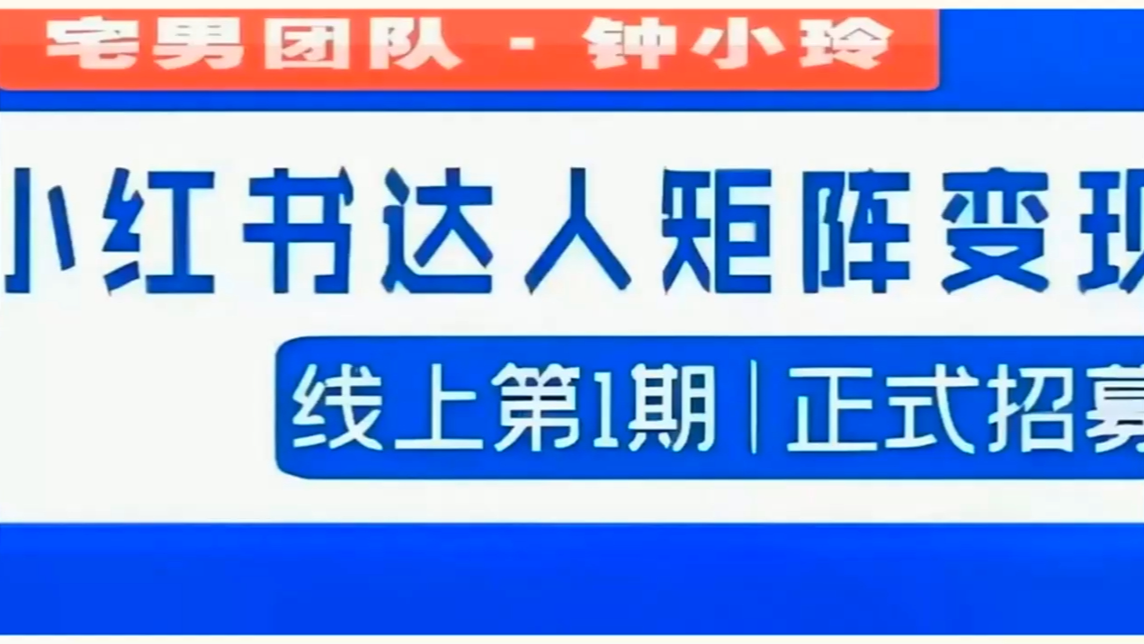 宅男团队钟小玲 小红书达人矩阵变现一期哔哩哔哩bilibili