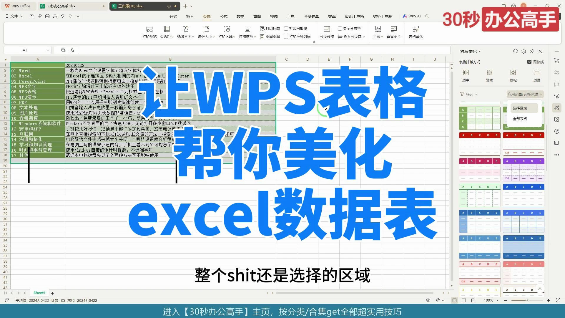 让WPS表格帮你美化excel数据表哔哩哔哩bilibili