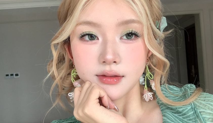 水灵灵的夏日绿色精灵妆-384的脸不长-384的脸不长-哔哩哔哩视频