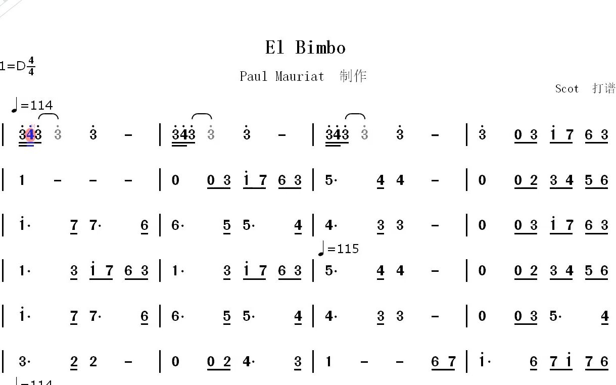 El Bimbo(保罗ⷨŽ멇Œ哀乐团传世经典名曲)动态简谱哔哩哔哩bilibili