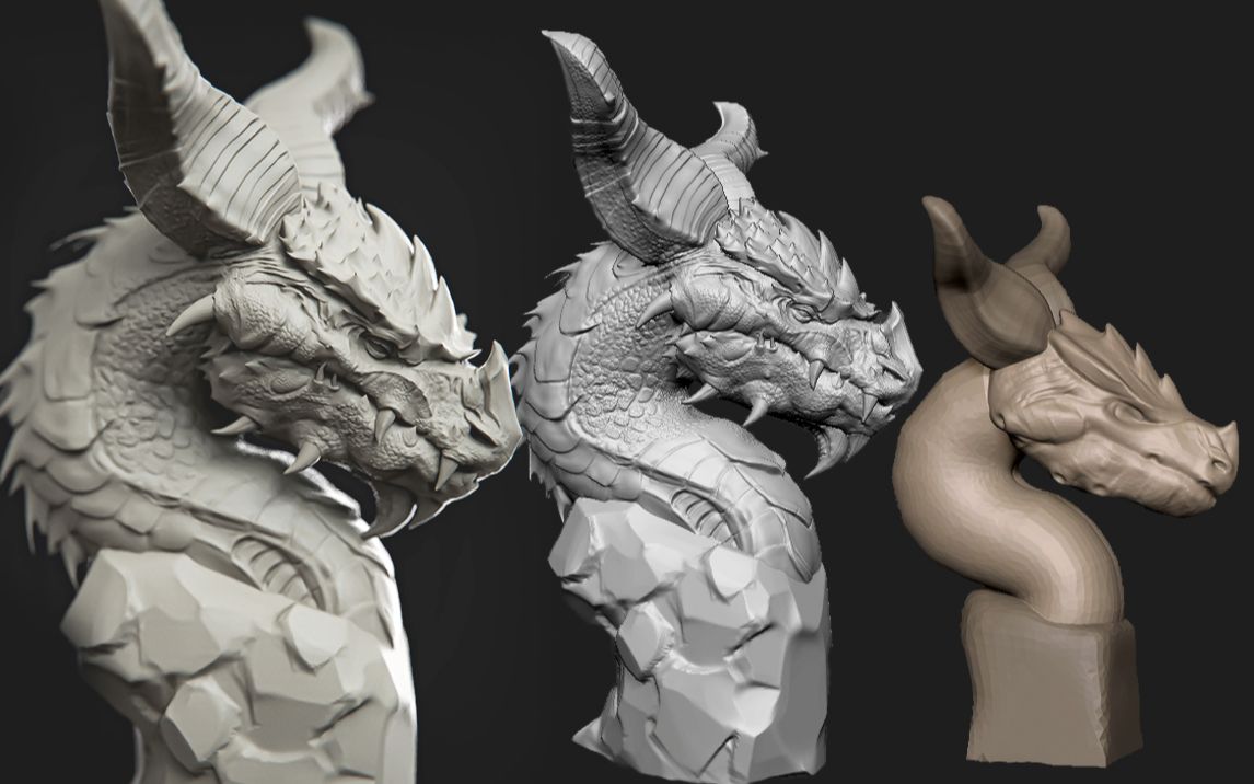 zbrush生物类雕刻教程,写实风“龙”模型制作,纹理鳞片肌肉细节雕刻教学哔哩哔哩bilibili