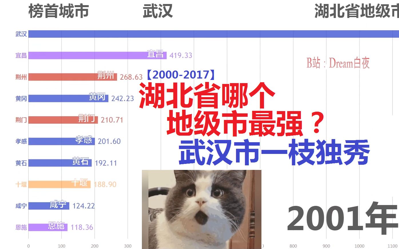 湖北省哪个地级市最强?武汉一枝独秀【数据可视化】哔哩哔哩bilibili