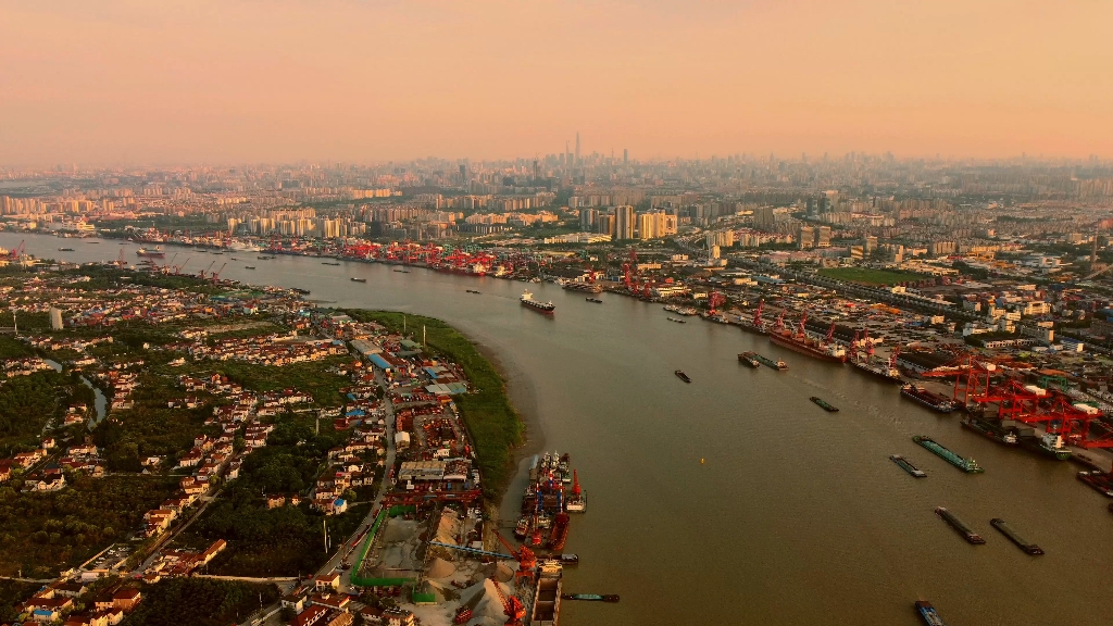 宝山吴淞,蕰藻浜黄昏航拍_哔哩哔哩_bilibili